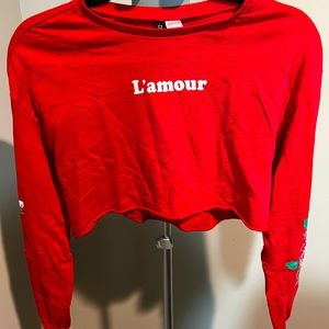 H&M, US Size Small, Red with Floral Sleeves